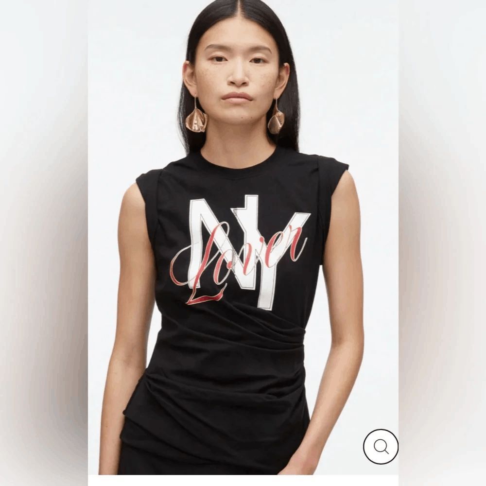 3.1 Phillip Lim Black NY Lover Sleeveless Tank Top Muscle Tee Women's Size XS